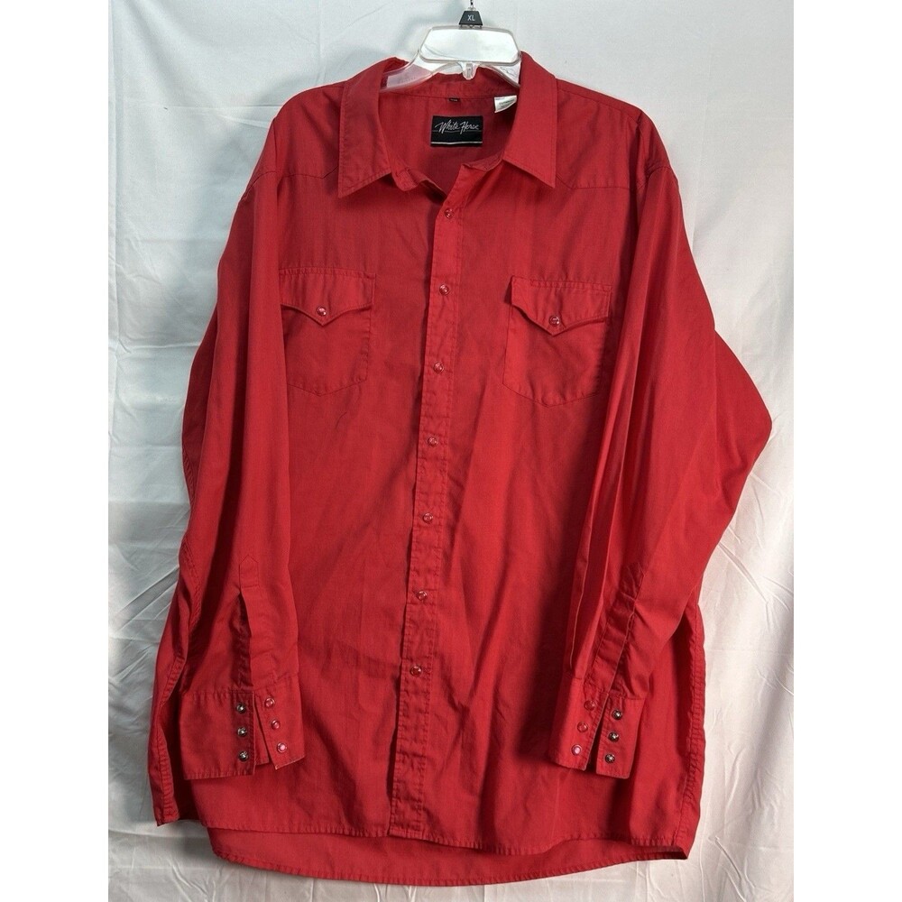 White Horse Mens XXL Red Western Pearl Snap Long Sleeve Cowboy Shirt